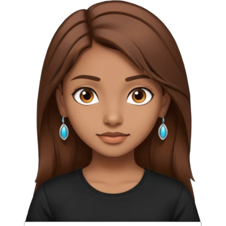 a pretty fair indian bratz girl with brown hair. with a black tshirt emoji