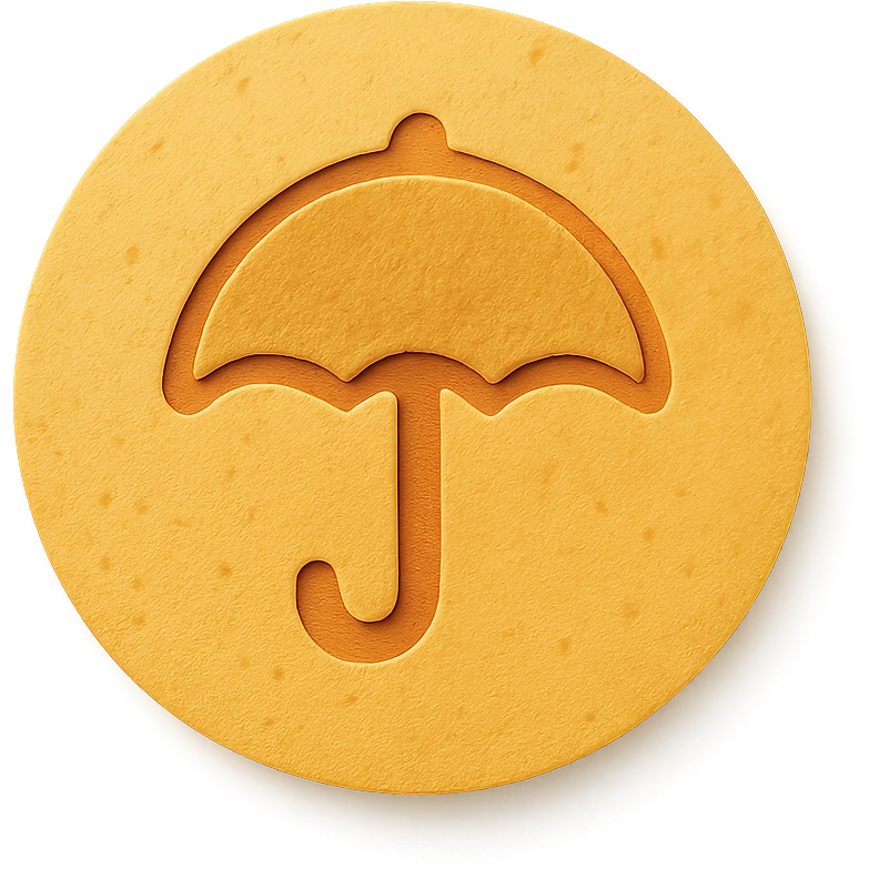 paper craft style dalgona candy with umbrella shape, inspired by Squid Game emoji