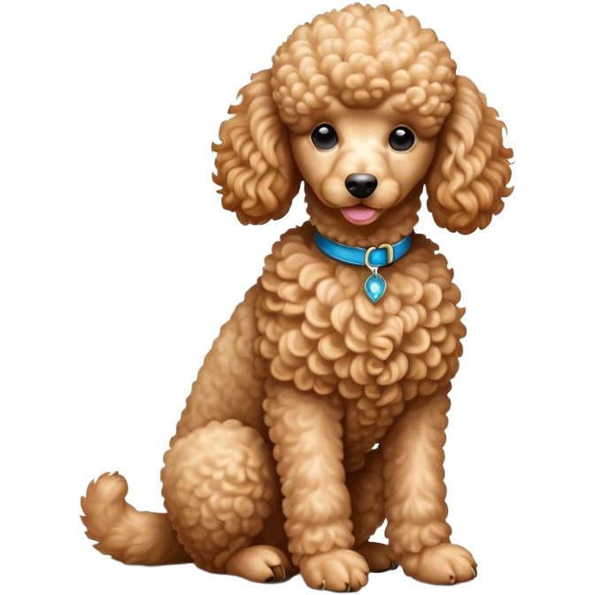 cinematic-[poodle]-realistic-full-body-sitting-emoji,-tail-resting-loosely-beside-its-paws,-head-tilted-dramatically, -curly-[apricot]-fur,-simplified-yet-realistic-focused-features,-highly-detailed,-glowing-with-an-almost-sarcastic-glow emoji