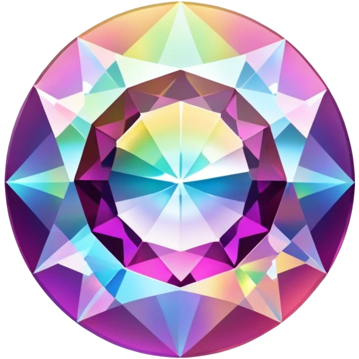 Faceted round mystic quartz with holographic rainbow effect and brilliant shine emoji