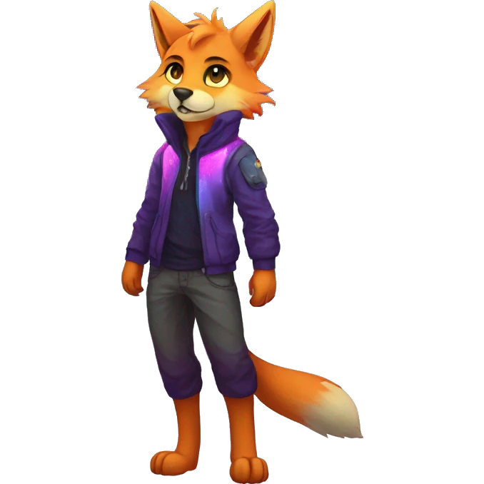 Colorful Sparkle-fox-wolf-cat-nebula-fursona full body emoji