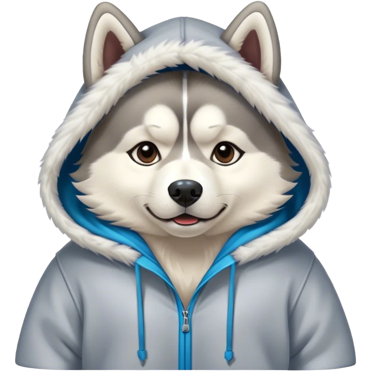 Huskie wearing hoody emoji