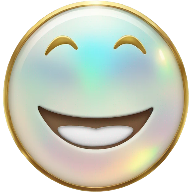 opal gemstone smiling face with gold border emoji