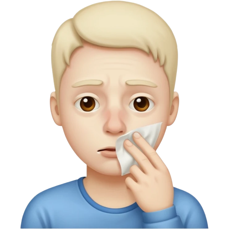 sick person with tissue on nose, fever and is shaking. emoji