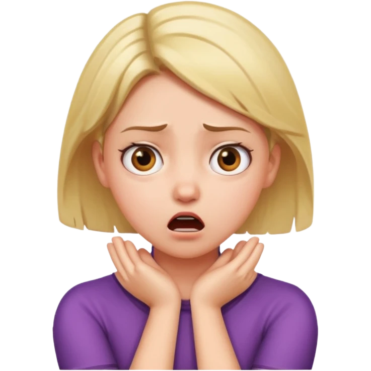 girl with her arms crossing her neck with a shocked or mad face emoji