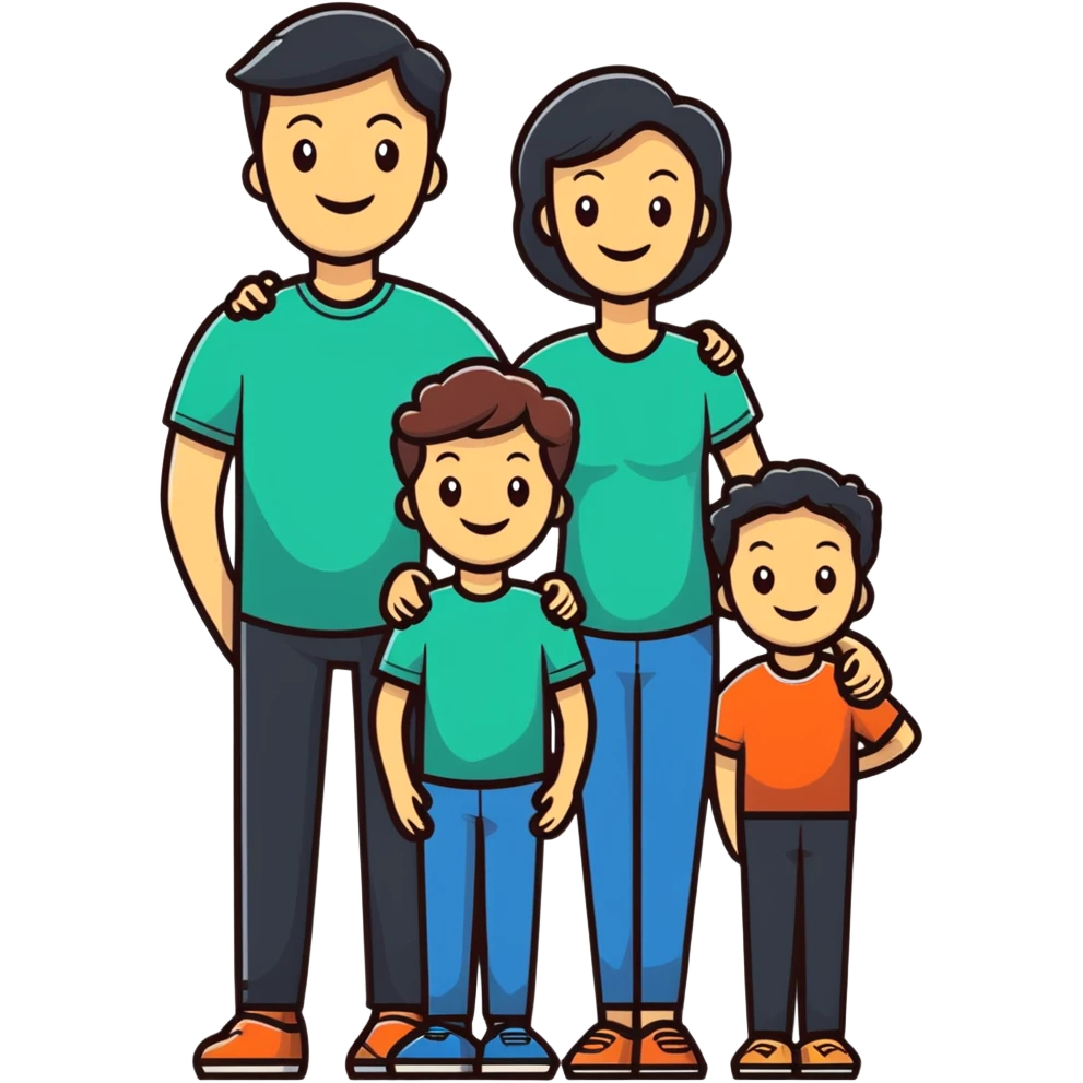 happy white family of three - dad mom and son emoji
