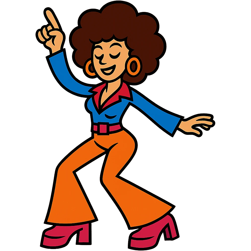 woman disco dancer, white skin, brown curly hair emoji