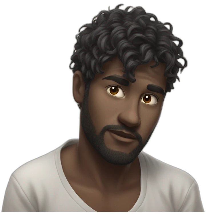 stoic black haired boy emoji