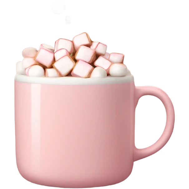 Light Pink mug of hot chocolate with marshmallows  emoji