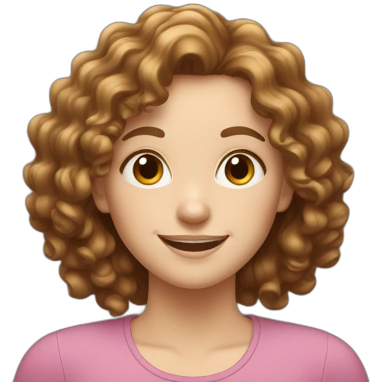 happy white girl with brown curly hair  emoji