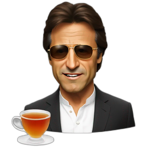Imran Khan picture with tea Sunglasses with face emoji
