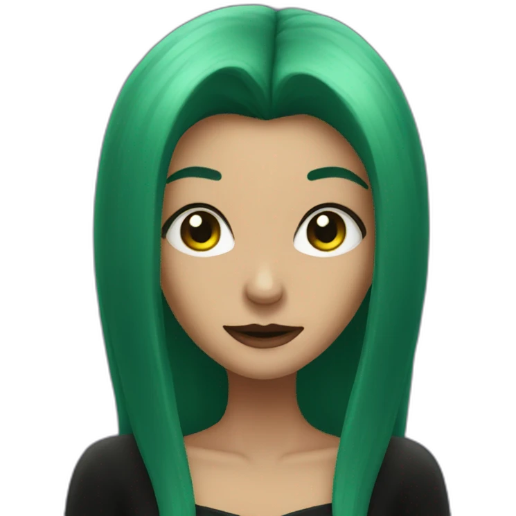 evil witch with  black+ green hair emoji
