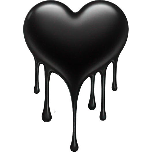 Black heart dripping liquid emoji