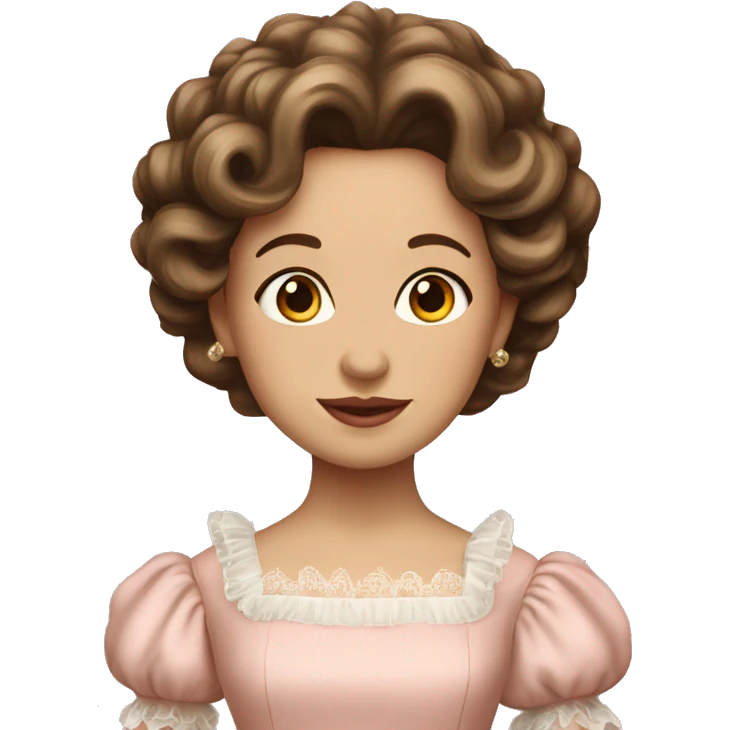 vintage rococo mixed woman with brown hair in a light pink gown  emoji