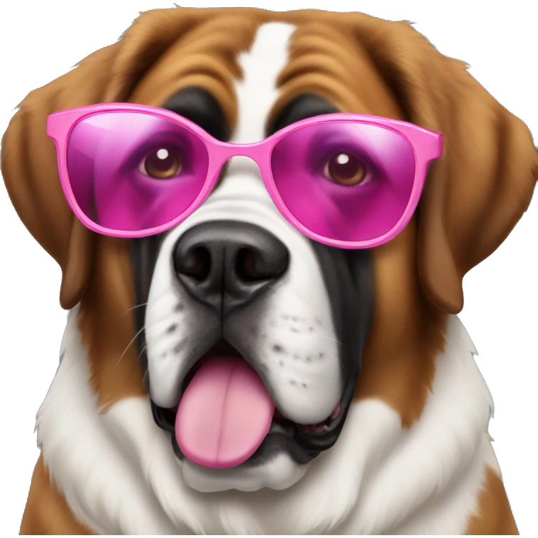 St bernard with pink sunglasses emoji