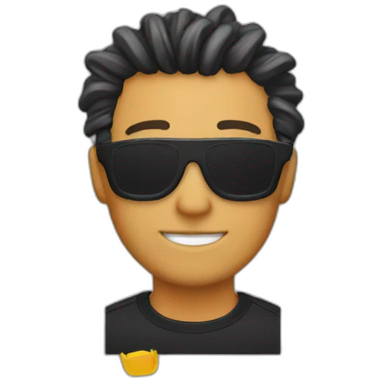 man with trasher t-shirt and hair curtains  emoji