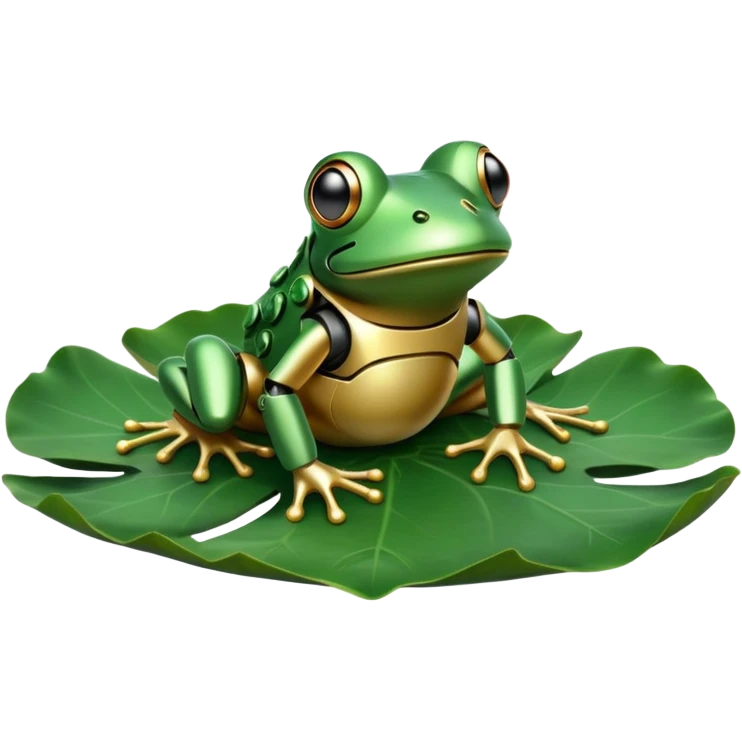 robot frog on lotus leaf emoji
