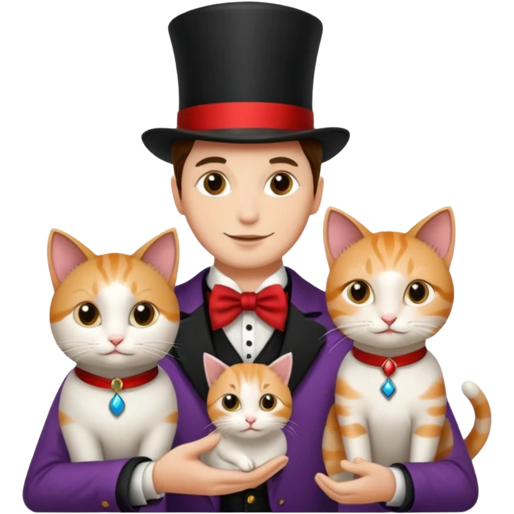 magician couple and their pet cat emoji