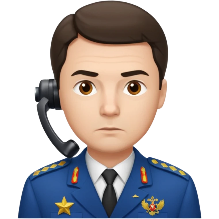 A Russian prosecutor's uniform, a man with a phone looking at something emoji