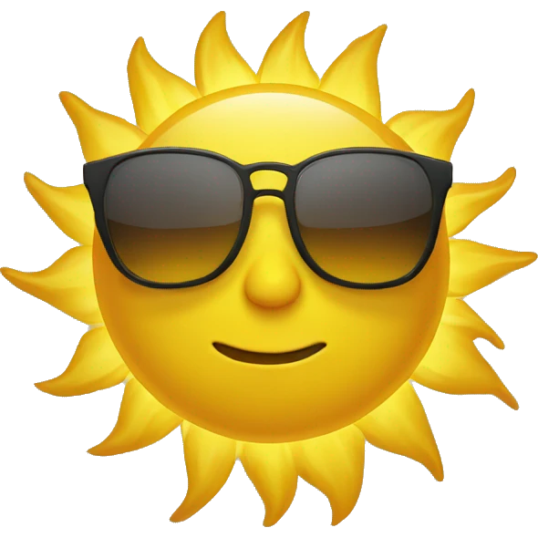 Yellow sun with sunglasses and the same sun without sunglasses. emoji