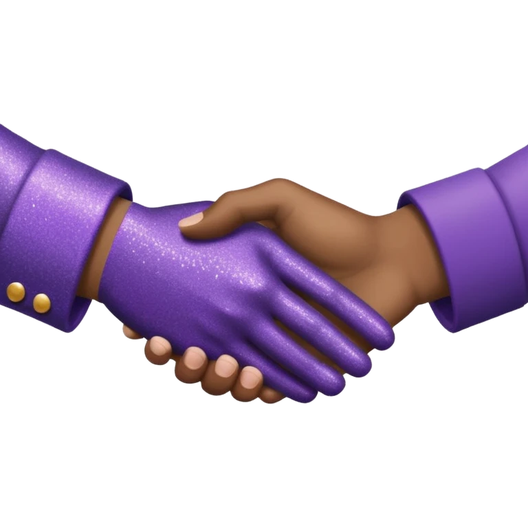 Glitter Purple and Cian handshake emoji