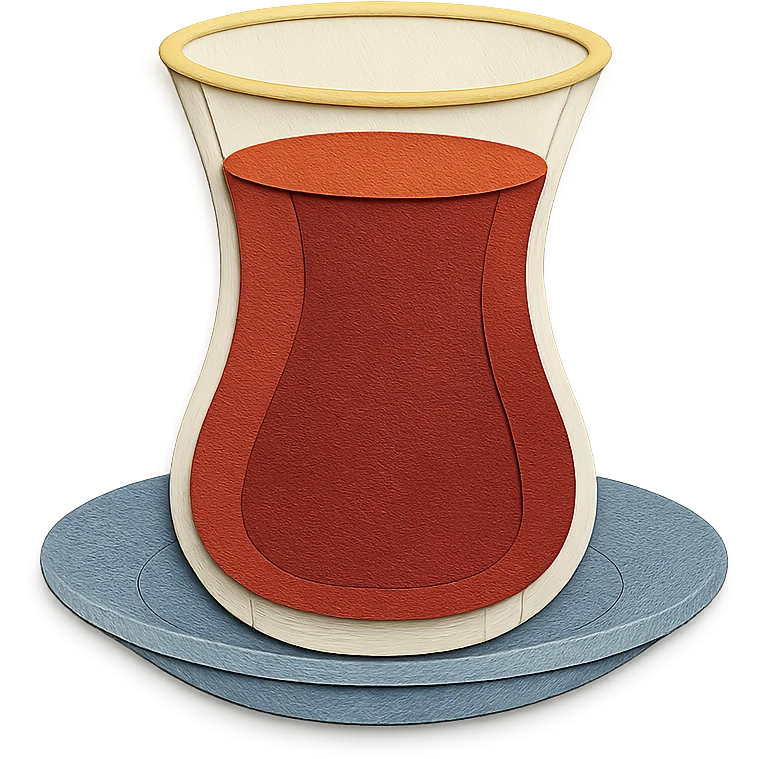çay in a tulip glass with layered paper look emoji