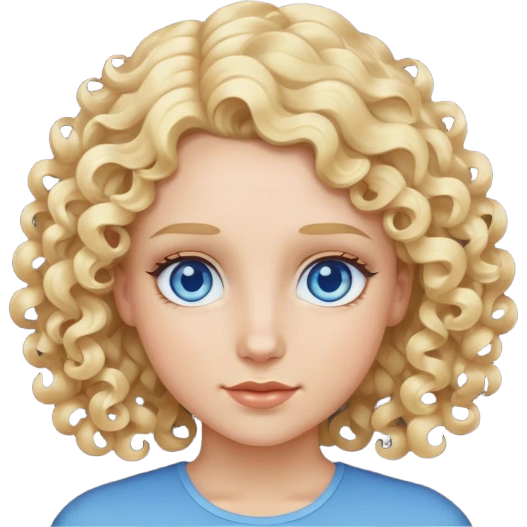 Blonde curls with blue eyes  emoji