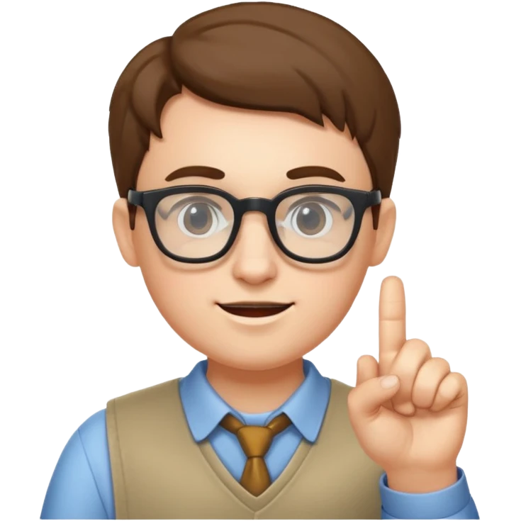Nerd with one finger up with glasses emoji