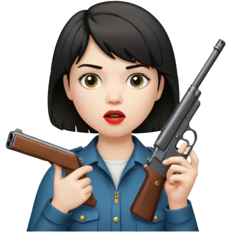 short hair girl with mullet putting gun in her mouth emoji