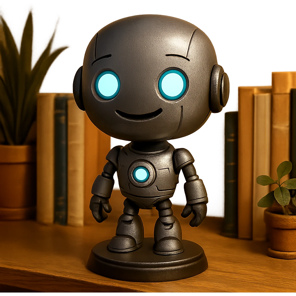 friendly bobblehead style robot emoji