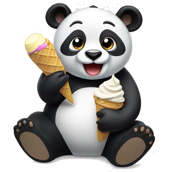 Panda eating ice cream emoji