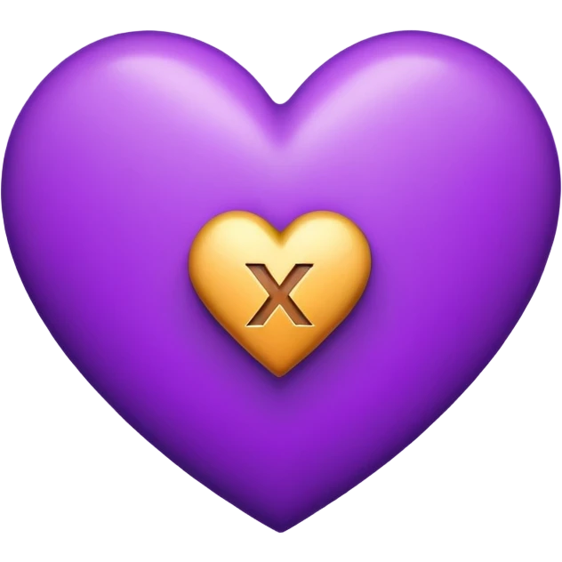 The white Letter “x” inside a Purple Heart emoji