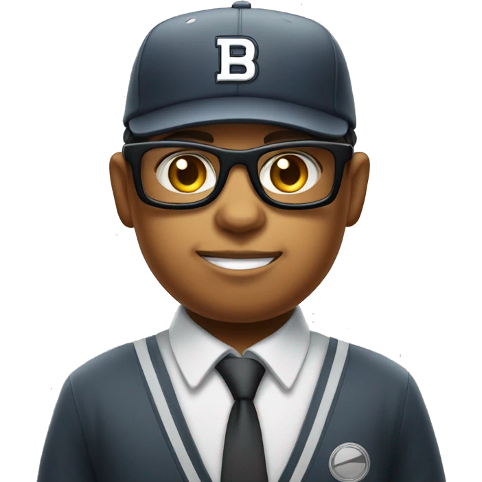 Mulatto umpire confident business young adult cat pfp with smart glasses With a serious face emoji