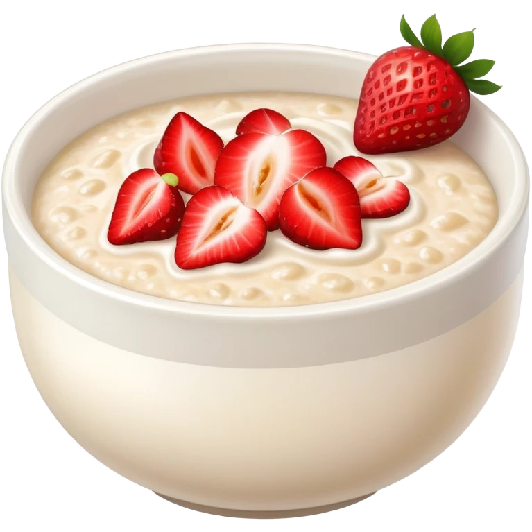 bowl of porridge with fresh strawberries emoji