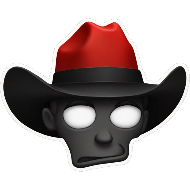 Red devil emoji with black cowboy hat and horns sticking out of hat emoji