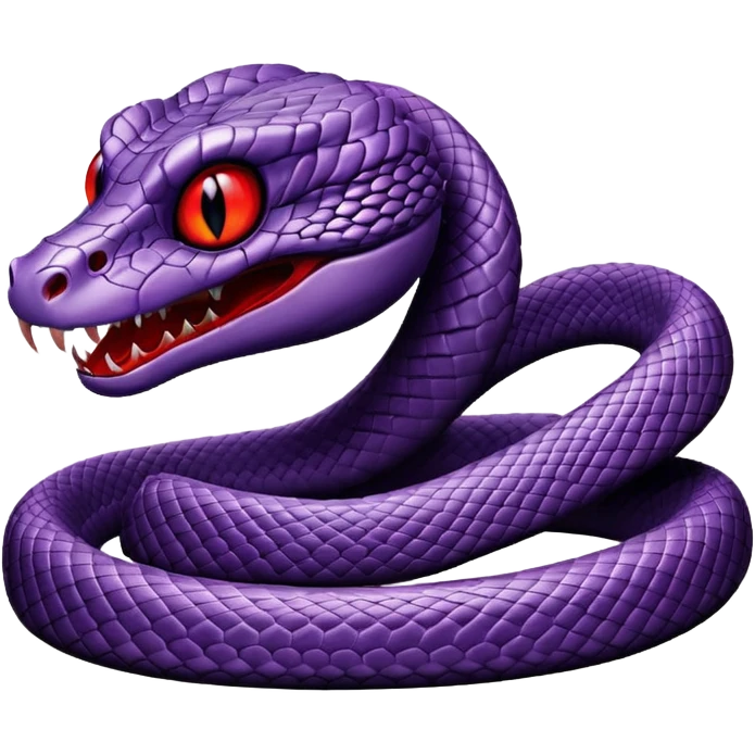 purple snake with glowing eyes and a sinister grin, scary and simple like the spider emoji emoji