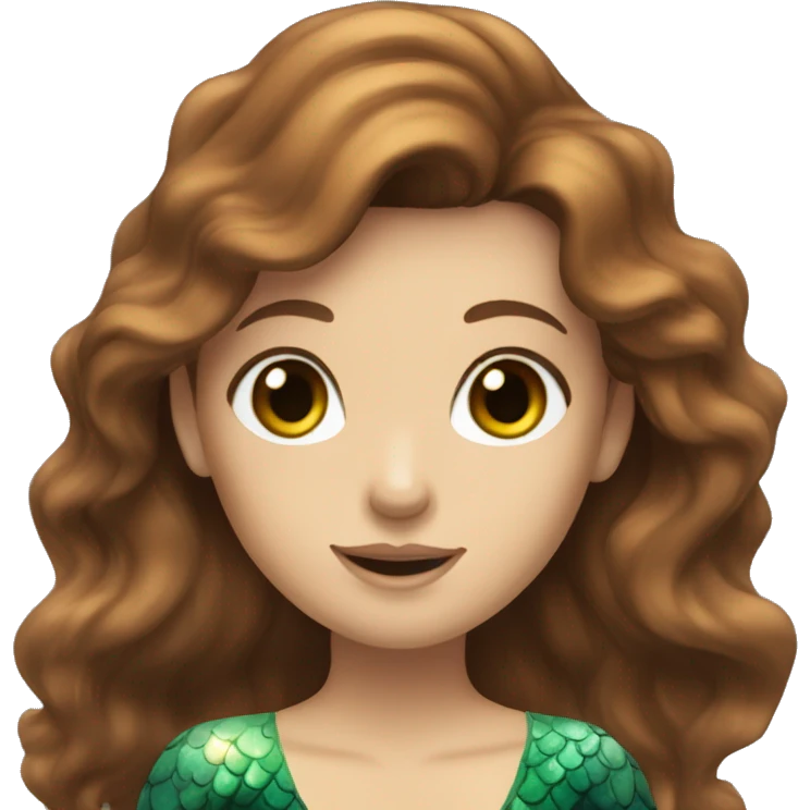 Mermaid, green eyes, brown hair emoji