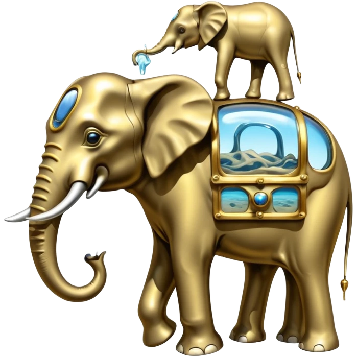 solarpunk steam-punk - surreal elephants from Salvador Dali's paintings in a dreamscape emoji