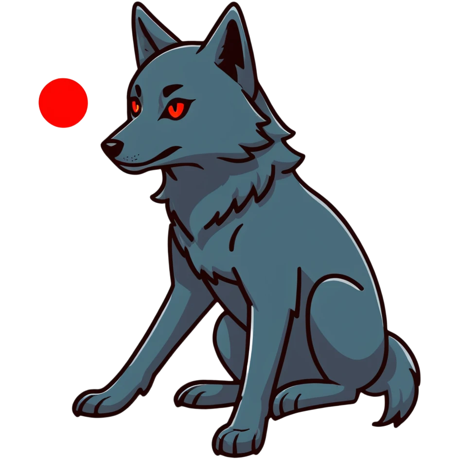 black wolf with glowing red eyes emoji