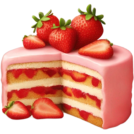 Realistic delicious strawberry cake emoji