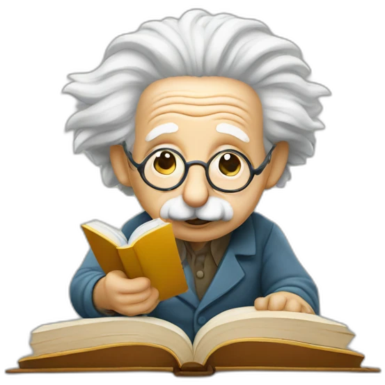 Albert Einstein reading a book emoji