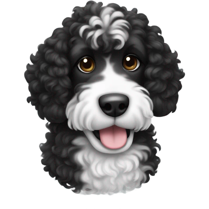 Black and white curly dog emoji