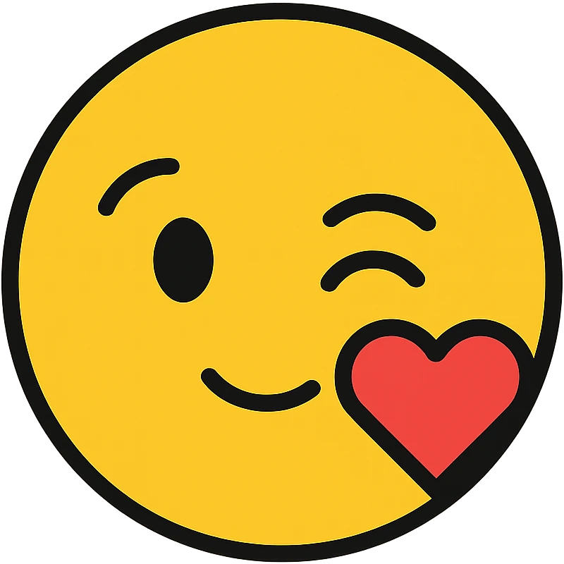in love emoji, winking with a heart, modern icon style emoji