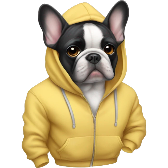 French bulldog with a hoodie emoji
