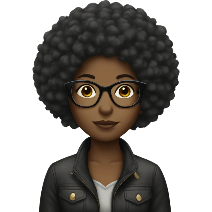 black girl with afro and glasses emoji