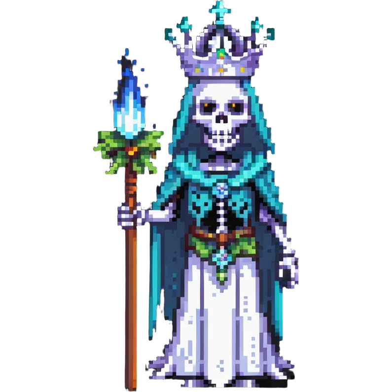 skeleton lich with crown and magical aura emoji