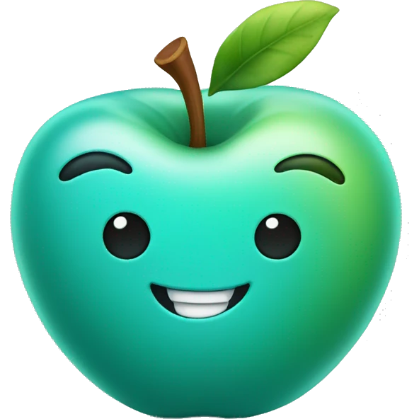 turquoise happy apple emoji