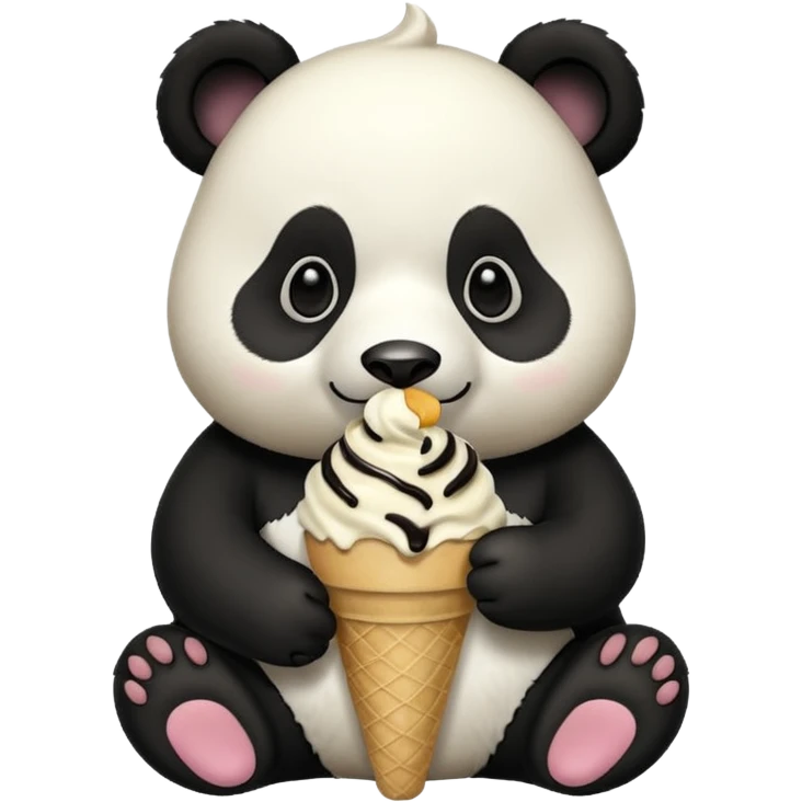 Panda eating ice cream emoji