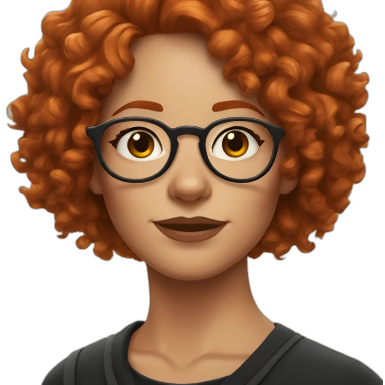 curly redhead woman wearing harry potter glasses and lightning bolt scar on the side of her forehead emoji