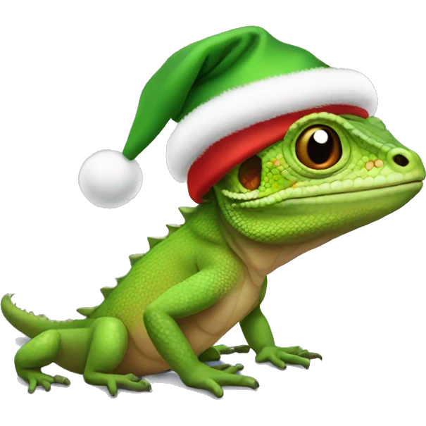 lizard wearing christmas hat emoji